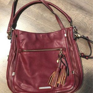 Poppy & Peonies burgundy shoulder bag